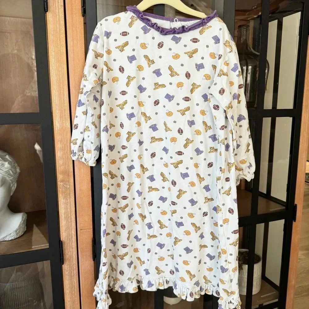 La Luna LSU tigers pajamas nightgown girls long sleeve ruffles dress Louisiana